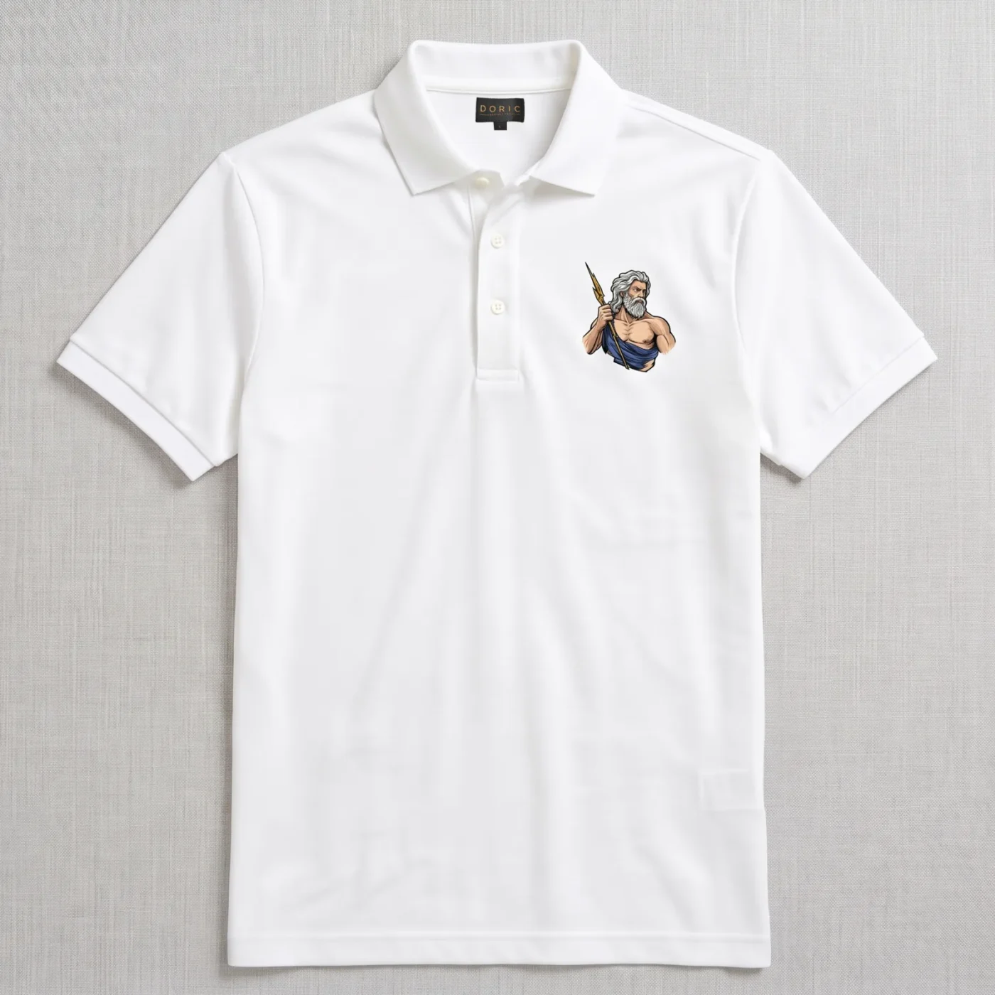 Zeus Polo - White, photographed flat, front