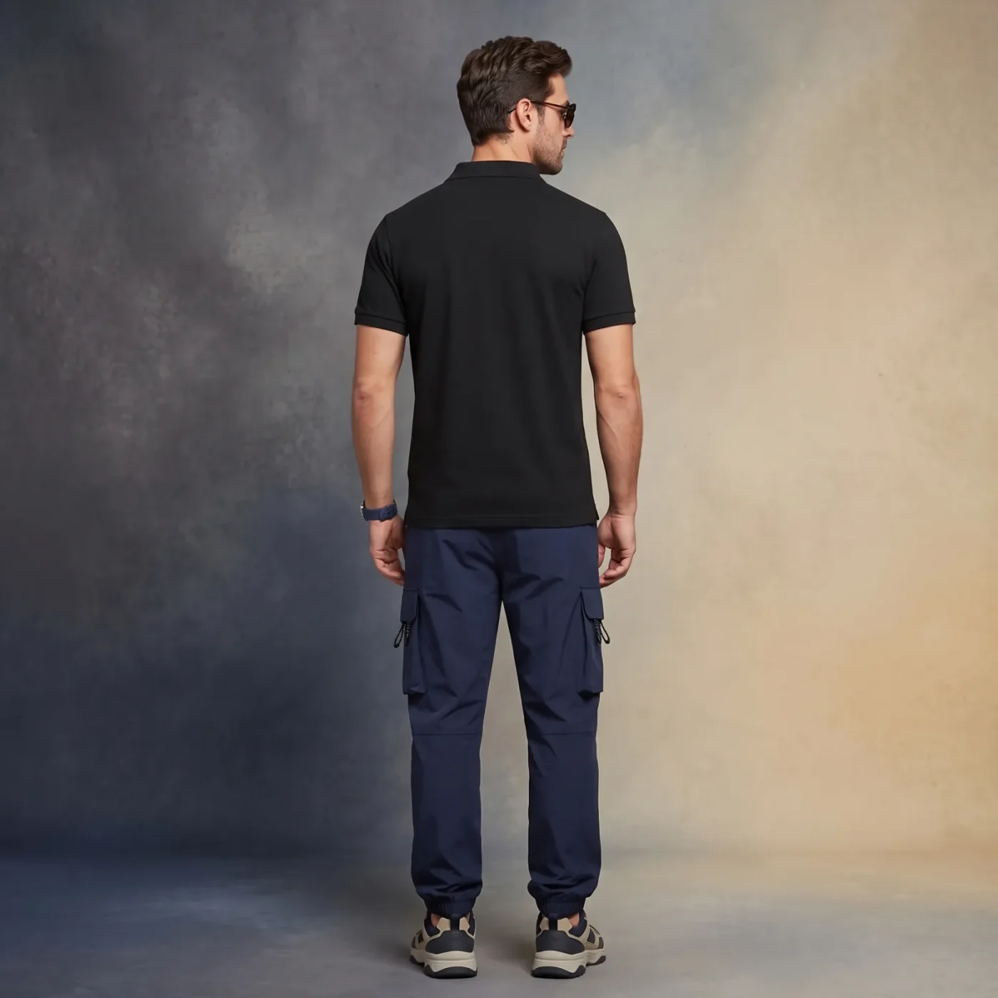 Zeus Textured Polo, worn, back view